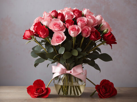 Happy valentine day. bouquet of roses