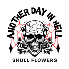 Skull And Flowers Vector Art, Illustration and Graphic