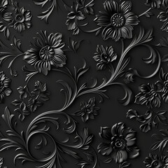 Black on black decorative relief seamless tile