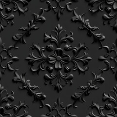 Fototapeta premium Black on black decorative relief seamless tile