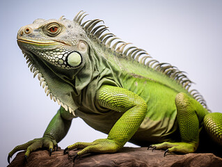 a green iguana on a rock