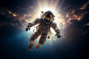 Fototapeta premium astronaut flying in the space