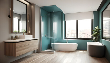 3D design for the bathroom of a beautiful and contemporary apartment
