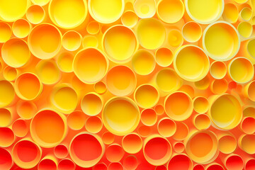 Create a pattern of circles with a gradient of yellow and orange colors