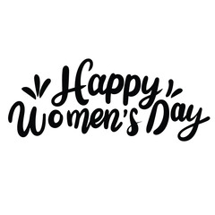 International Women's Day text banner in black color. Isolated handwriting inscription, International Women's Day. Hand drawn vector art.