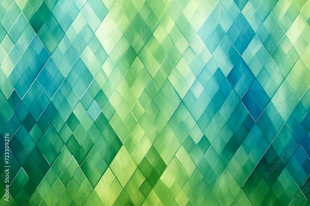 Poster create a pattern of diamonds with a gradient of green and blue colors