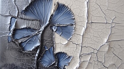 Pattern, texture and color in abstraction -  close-up on a bit of crackled blue and white ceramic glaze - obrazy, fototapety, plakaty