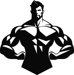 Robust Bodybuilder Silhouette Vector Emblem