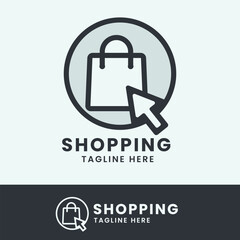 Online Shopping bag mouse concept online e-commerce logo design vector