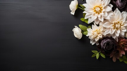 Elegant flowers near blackboard