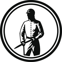 Fencing Athlete Ready to Duel Vector Logo