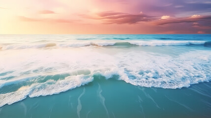 Fototapeta premium Aerial view of beautiful beach, simple, calm composition in clear blue