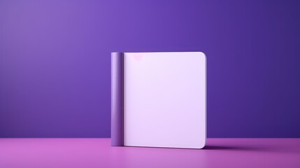 Blank book mockup isolated on purple background.