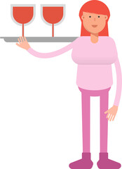 Woman Character Serving Wine Illustration
