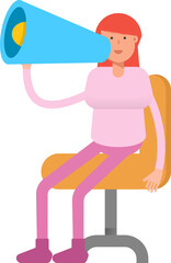 Woman Character and Megaphone

