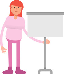 Woman Character Presenting Whiteboard
