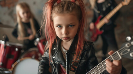 Fototapeta na wymiar Punk rock children's music band. 