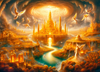 Heavenly Jerusalem. Christian heavenly kingdom of god