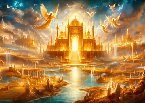 Heavenly Jerusalem. Christian heavenly kingdom of god