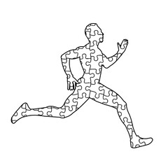 Running puzzle man vector illustration - 723314677