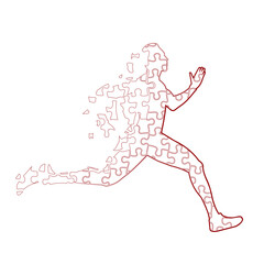 Running puzzle man vector illustration - 723314687