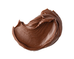 Smear of tasty chocolate paste on white background