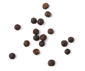 Black peppercorn on white background