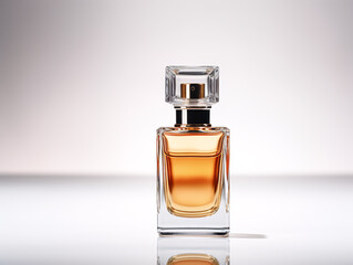 a bottle of perfume on a white surface