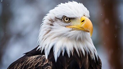 Obraz premium Focused shot of a majestic eagle on a winter day