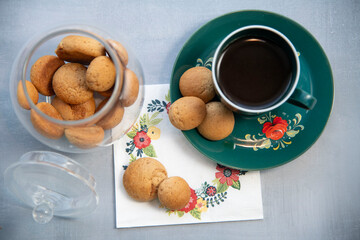 cup of coffee and cookies