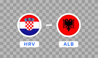 Croatia vs Albania Match Design Element. Flag Icons isolated on transparent background. Football Championship Competition Infographics. Game Score Template. Vector illustration