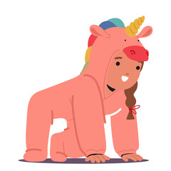 Child Joyfully Wears A Unicorn-themed Kigurumi Pajama, Radiating Whimsy And Innocence, Filled With Dreams