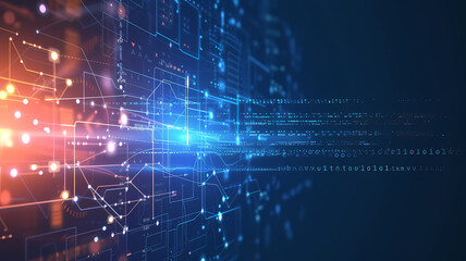 Obraz premium Digital Technology Network. Abstract Digital Art Connectivity Concept Background
