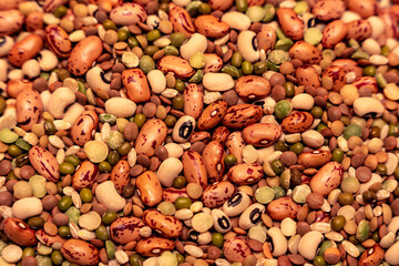 Mixed beans texture, lentils for minestrone soup