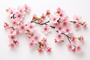 Obraz premium Cherry blossom branches on white background