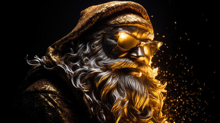 Santa Claus black light background. Generative ai