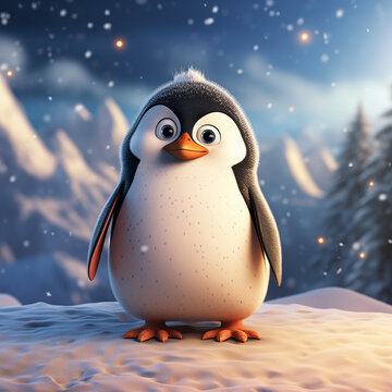 3d photo of winter animal penguin made with generative ai