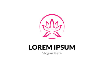 Lotus Flower Logo abstract Beauty Spa salon Cosmetics brand Linear style.