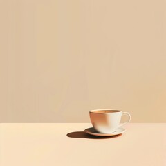  a white coffee cup sitting on top of a saucer on top of a white table next to a white and brown cup on top of a white saucer.
