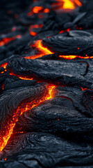 Background with hot lava and grey rock. AI generative.