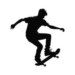 Fototapeta na wymiar Skateboarder Performing Trick Silhouette
