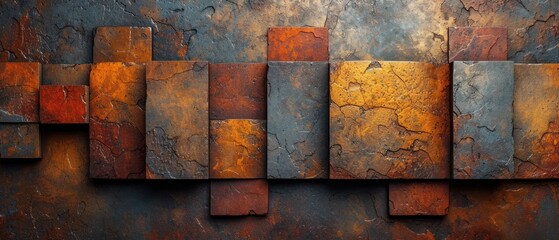  a piece of art that looks like it is made out of metal and has rusted paint on the outside of it, and rusted metal panels on the inside of the outside of the outside of the walls.