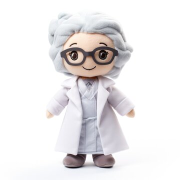 doll toy girl woman doctor nurse in a white coat. felt toy . cute character.