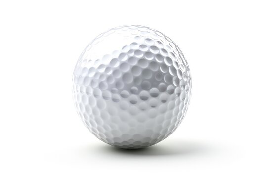 Golf ball alone on white background focused cutout