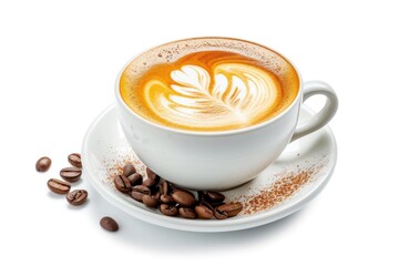 Hot coffee art on white background