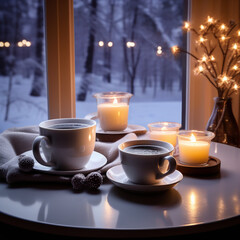 cup of coffee and candles
