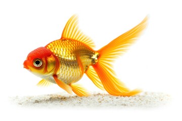 Fototapeta premium Isolated goldfish in aquarium on white background