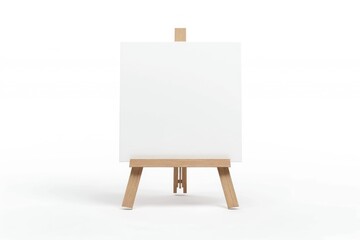 Isolated white canvas mock up on easel
