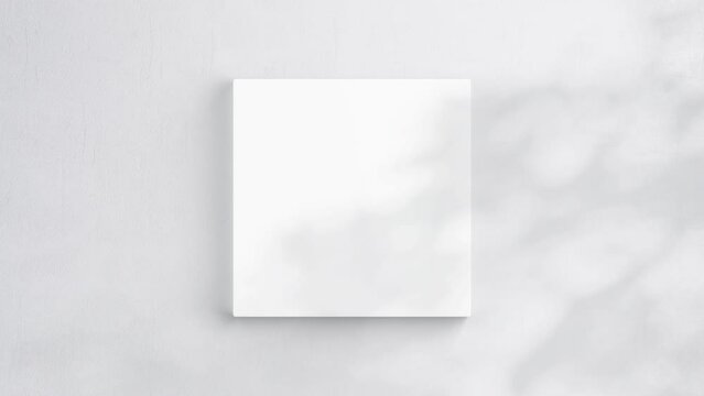 Square Canvas Video Mockup, Blank Canvas On White Wall, Art Mockup, Minimalist Motion Mockup