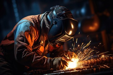 Skilled Welder at Work in Industrial Environment